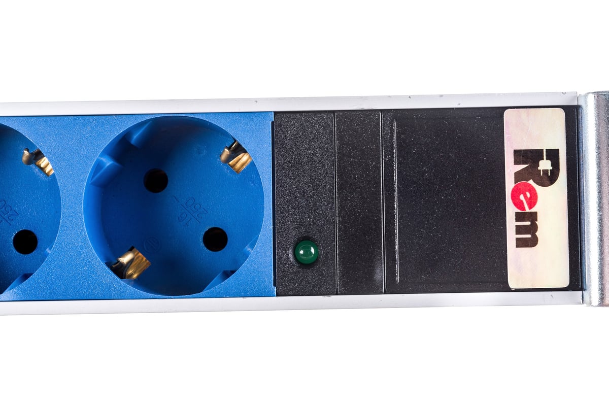 Блок розеток REM Rem-32, с индикацией, 8 Schuko, 32 A, алюминий, 19 ...