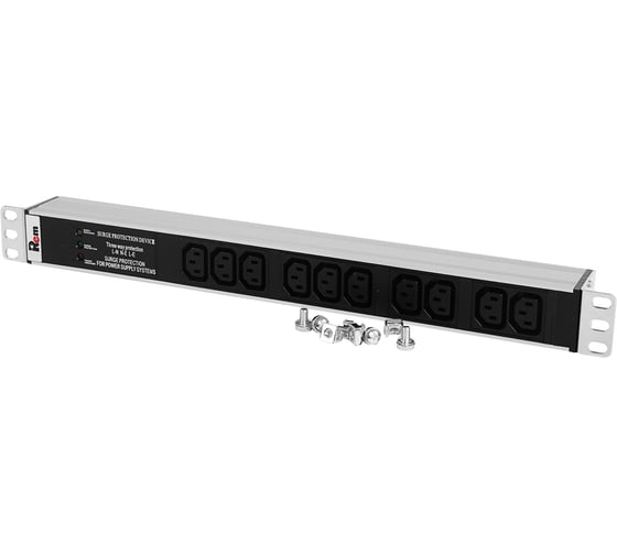 Блок розеток REM, Rem-10, без шнура с фильтром и индикатором, 10 IEC, 60320, C13, 19 R-10-10C13-FI-440-Z