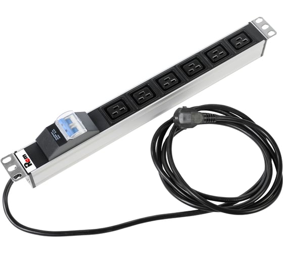 Блок розеток REM Rem-16 с автоматом 16 А, 6 IEC 60320 C19, 16 A, алюминий, 19, шнур 3 м R-16-6C19-A-440-3 1