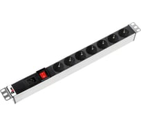 Блок розеток REM Rem-16 с выключателем, 7 Shuko, вход IEC 60320 C20, 16A, алюминий 19 R-16-7S-V-440-Z