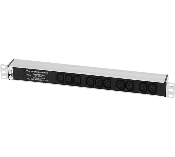 Блок розеток ЦМО 19", 10 розеток R-10-10C13-I-440-Z Rem-10 без шнура с инд., 10 IEC 60320 C13, вход IEC 60320 C14, 10 A, алюм., 00-00655639