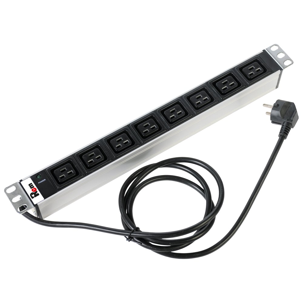 Блок розеток REM Rem-16, с индикацией, 8 IEC 60320 C19, 16A, алюминий ...
