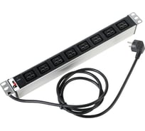 Блок розеток REM Rem-16, с индикацией, 8 IEC 60320 C19, 16A, алюминий, 19", шнур 3 м R-16-8C19-I-440-3