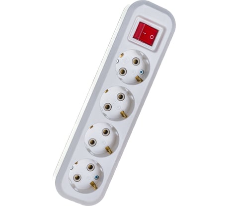 Колодка для удлинителя IONICH 4 гнезда, с/з и выключатель 1524