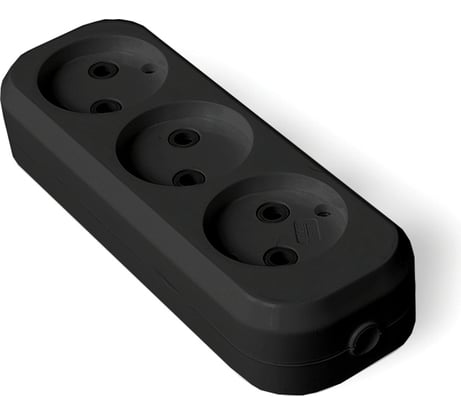 Колодка UNIVersal 3 гнезда б/з AБС-пластик (еврослот) черный 1305