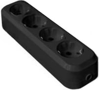 Колодка UNIVersal 4 гнезда с/з AБС-пластик (еврослот) черный 1401