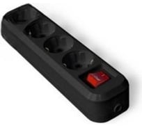 Колодка UNIVersal 4 гнезда с/з с выключатель AБС-пластик (еврослот) черный 1403