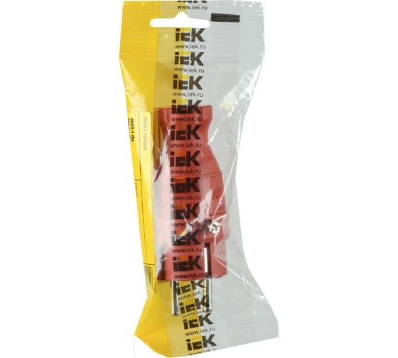 Прямая вилка IEK ВБп3-1-0м ОМЕГА IP44 красная PKR01-016-2-K04