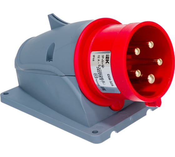 Стационарная вилка IEK ССИ-525 32А-6ч/200/346-240/415В 3Р+РЕ+N IP44 MAGNUM PSN52-032-5