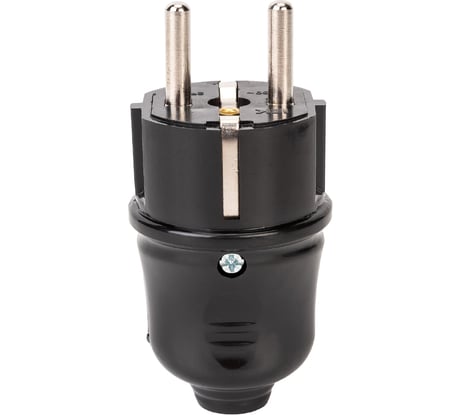 Разборная прямая вилка IEK ВПп10-02-Ст, с заземляющим контактом, 16А, черная EVP10-16-01-K02