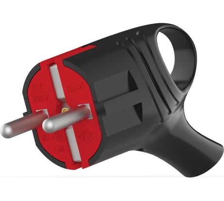 Вилка Elbi с/з угловая с кольцом ч/к черный/красный 505-000121-800