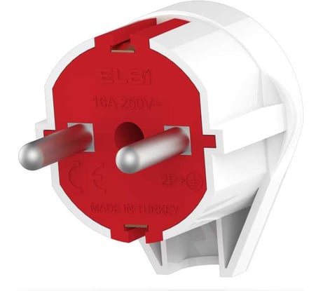 Штепсельная вилка Elbi с заземлением тип L Белый - Черный 505-001301-820