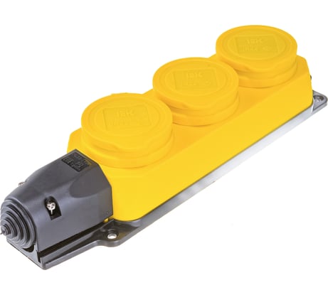 Трехместная розетка IEK РБ33-1-0м ОМЕГА, IP44, жёлтая PKR61-016-2-K05