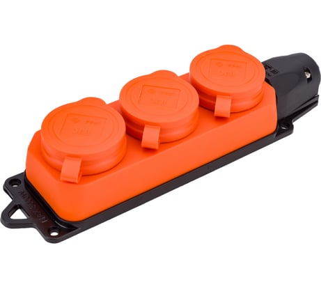 Трехместная розетка IEK РБ33-1-0м ОМЕГА, IP44, оранжевая PKR61-016-2-K09