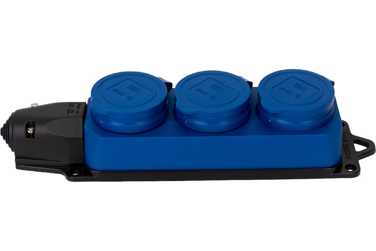 Трехместная розетка IEK РБ33-1-0м ОМЕГА, IP44, синяя PKR61-016-2-K07 ...