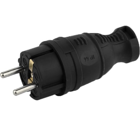 Вилка AY-KA прямая, с заземлением, каучуковая черная 5511500