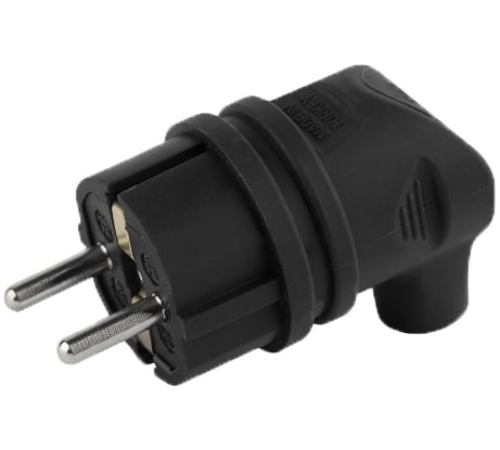 Вилка AY-KA угловая, с заземлением, каучуковая черная 5511200