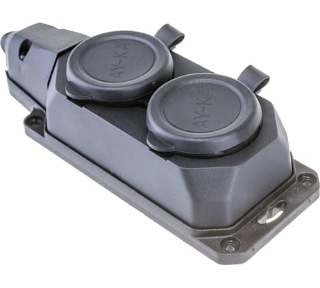 Колодка AY-KA 2 гнезда, с заземлением, c крышкой каучуковая 5520000