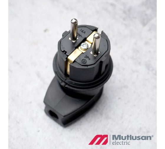 Вилка разборная Mutlusan каучук, 16 А, 250 В, IP44, с з/к, черная 010083300027