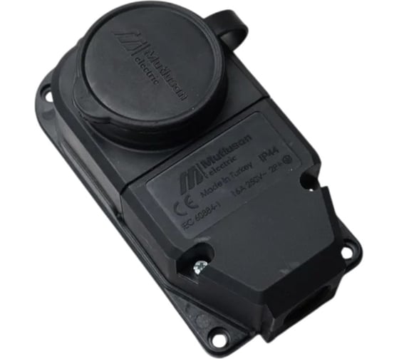 Колодка Mutlusan Electric каучуковая одноместная, 16А 250V IP44, черная 10083500296