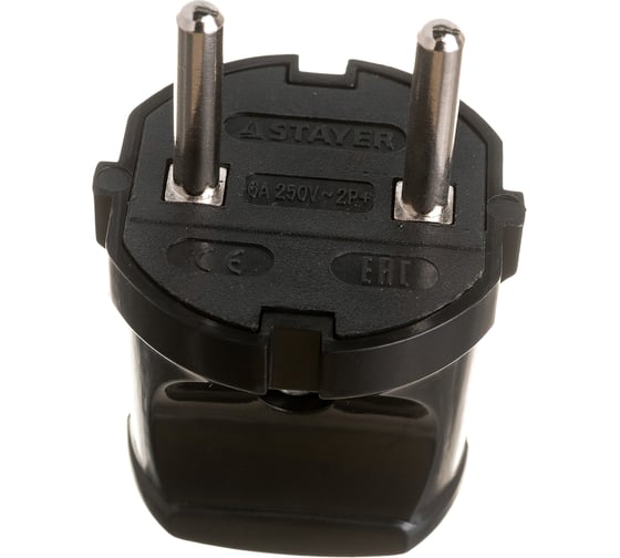 Электрическая вилка Stayer MASTER, 6А/220В, черная 55150-B