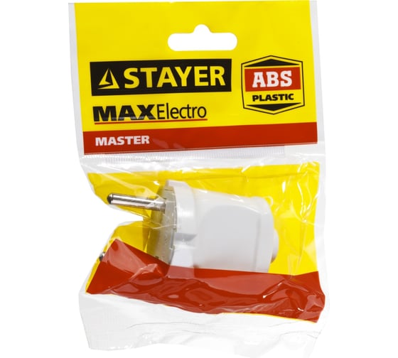 Электрическая вилка Stayer MASTER, 6А/220В, белая 55150-W