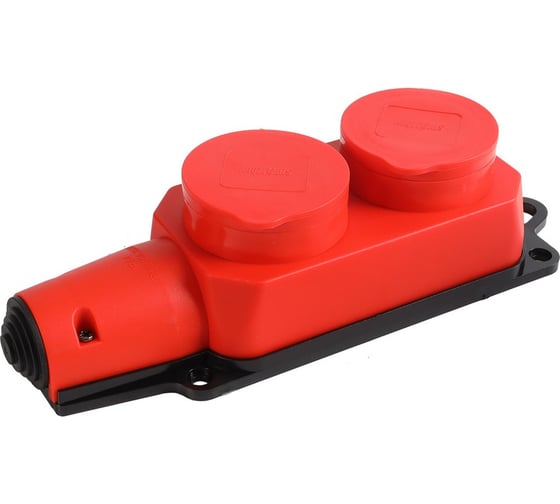 Розетка Smartbuy двухместная с защитными крышками каучуковая 230В, 2P+PE, 16A, IP44, красная SBE-16-2-00-Rr 34163317