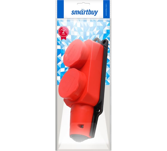 Розетка Smartbuy двухместная с защитными крышками каучуковая 230В, 2P+PE, 16A, IP44, красная SBE-16-2-00-Rr
