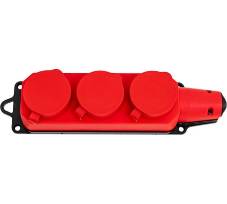 Розетка Smartbuy трехместная с защитными крышками каучуковая 230В, 2P+PE, 16A, IP44, красная SBE-16-3-00-Rr