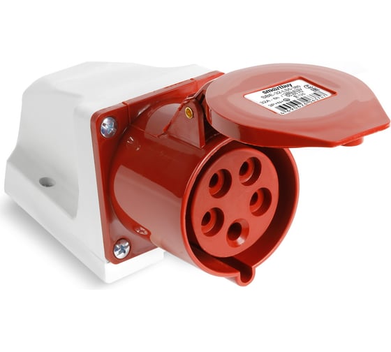 Розетка Smartbuy стационарная наружная 125 3Р+РЕ+N 32А 380В IP44, SBE-32-LS5-380 1