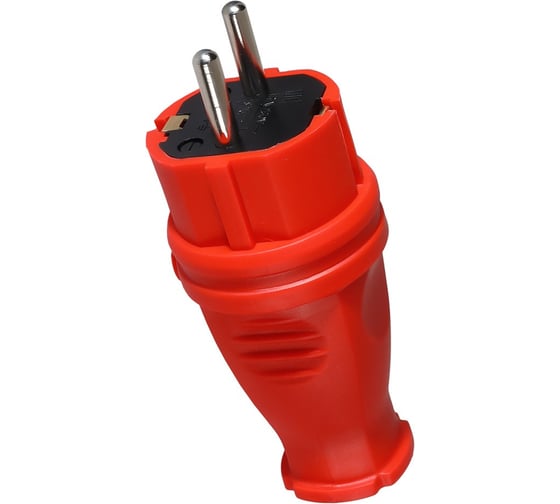 Вилка прямая каучуковая Smartbuy 230В, 2P+PE, 16A, IP44, красная SBE-16-P07-Rr