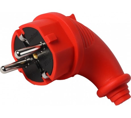 Вилка угловая каучуковая Smartbuy 230В, 2P+PE, 16A, IP44, красная SBE-16-P09-Rr