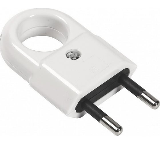 Вилка плоская с кольцом Smartbuy белая 6А 250В SBE-2.5-P10-w