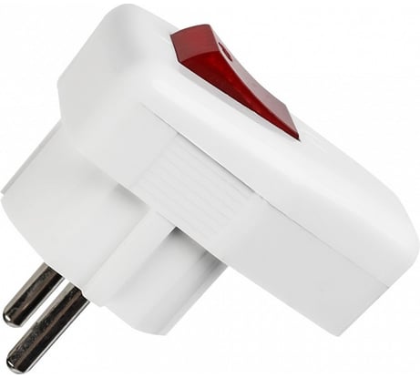 Вилка угловая Smartbuy с/з с выключателем белая 16А 250В SBE-16-P12-w