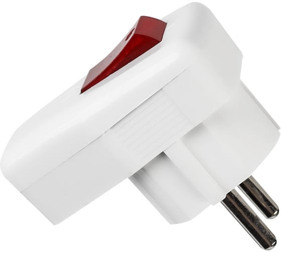 Вилка угловая Smartbuy с/з с выключателем белая 16А 250В SBE-16-P12-w