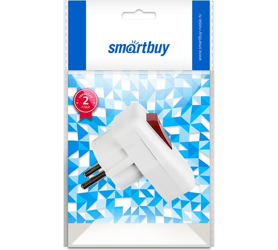 Вилка угловая Smartbuy с/з с выключателем белая 16А 250В SBE-16-P12-w