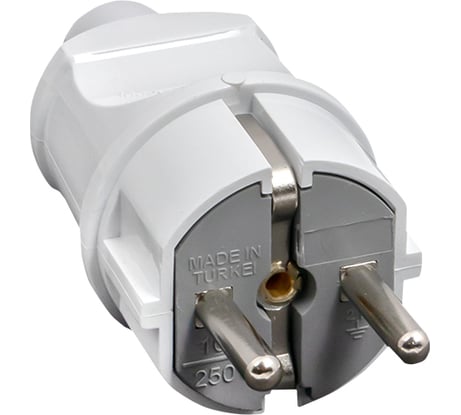 Усиленная прямая вилка EKF Proxima с заземлением, белая, 16А, 250В AVP16-10-r