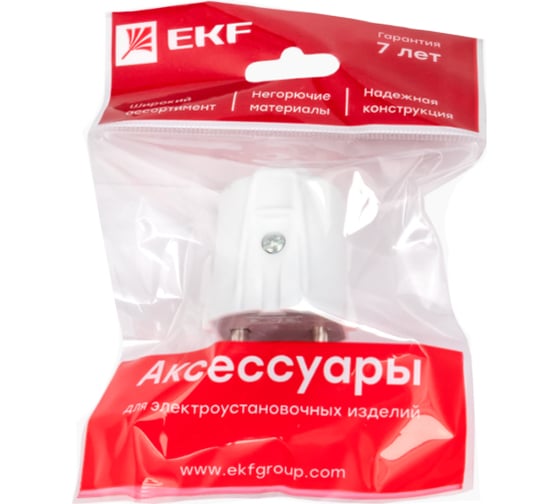 Вилка EKF Proxima прямая, без заземления, белая, 10А, 250 В AVP10-10-r