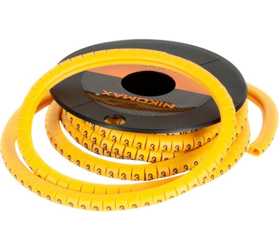 Кабельный маркер NIKOMAX цифра 3, желтый, 500 шт. NMC-CMR-3-YL-500 1