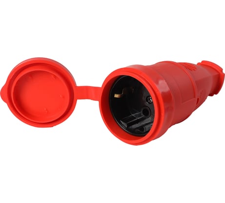Розетка переносная Smartbuy с защитной крышкой каучуковая 230В, 2P+PE, 16A, IP44, красная SBE-16-S07-Rr