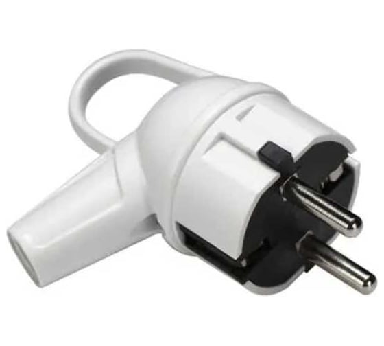 Угловая вилка MAKEL с заземлением 16 А 250 В с кольцом белая 10037 34458001