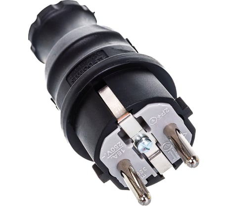 Кабельная вилка BEMIS BK1-1402-2011 каучуковая 220В 16А с заземлением IP44, черная 8698523941119
