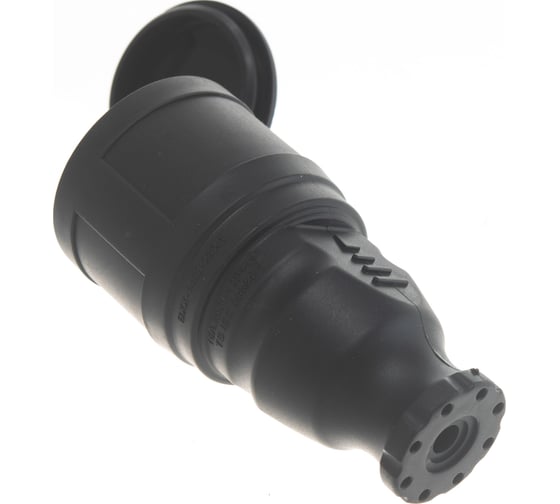 Кабельная розетка BEMIS BK1-1402-2311 каучуковая 220В 16А с заземлением и крышкой, IP54, черная 8698523923115