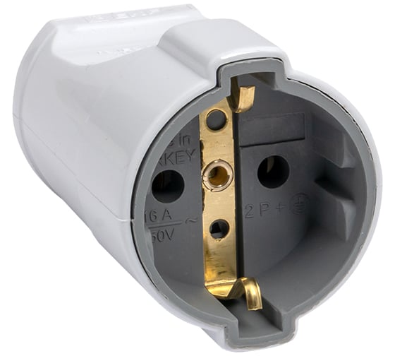 Штепсельное гнездо с заземлением EKF Proxima, 16А, 250 В, белое ASG16-10-r 1