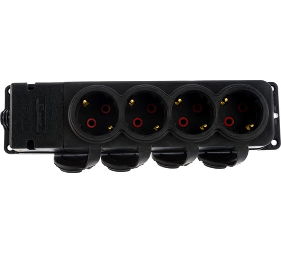 Четырехместная розетка с защитными крышками EKF, каучук 230В 2P+PE 16A IP44 PRO RPS-020-16-230-44-r