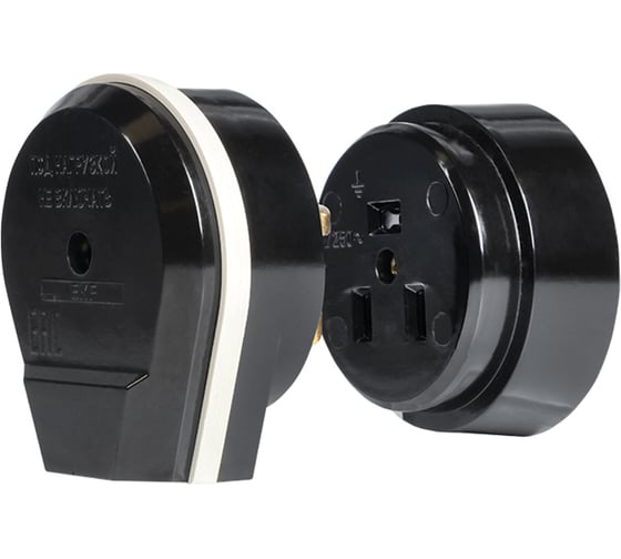 Разъем EKF PROxima РШ-ВШ 32А, 250В, 2P+PE (ОУ) карболитовый, черный AS-250-O-03
