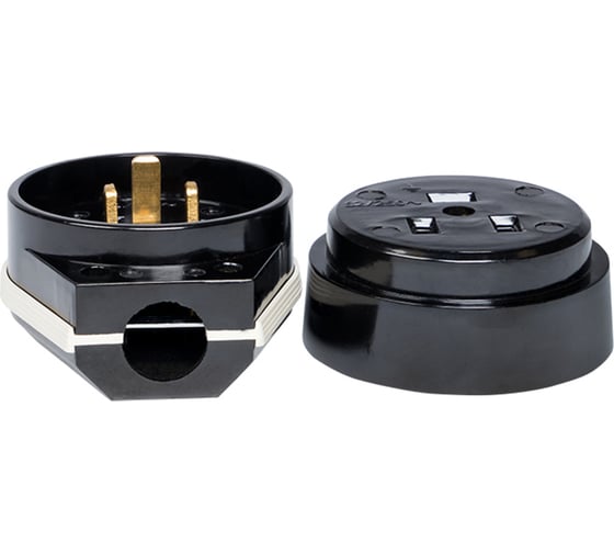 Разъем EKF PROxima РШ-ВШ 32А, 250В, 2P+PE (ОУ) карболитовый, черный AS-250-O-03