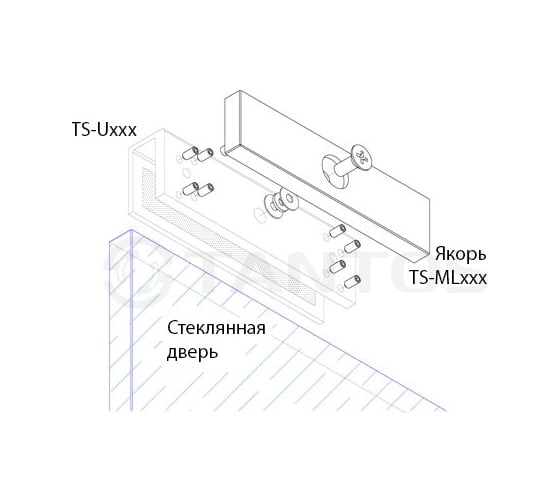 U-адаптер на стекло для крепления якоря замка Tantos TS-U180 TS-ML180 00-00043428