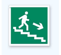 Знак Стандарт Е13 "Направление к эвакуационному выходу по лестнице вниз" 00-00023626 (200x200 мм, пленка ПП, правосторонний)