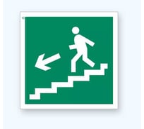 Знак Стандарт Е14 "Направление к эвакуационному выходу по лестнице вниз" 00-00023633 (200x200 мм, пленка ПП, левосторонний)